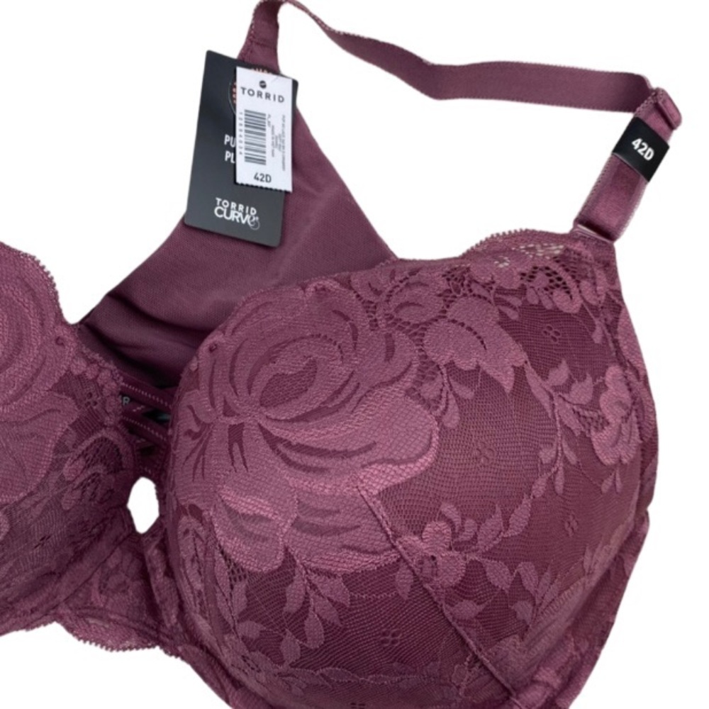 Torrid Women's Plus Size Mauve Lace 360º XO Push-Up Plunge Bra - Picture 9 of 9